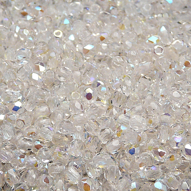 100pcs Czech Fire Polished Faceted Glass Beads Round 3mm Crystal AB