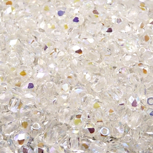100pcs Czech Fire Polished Faceted Glass Beads Round 4mm Crystal AB