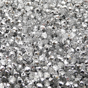 100pcs Czech Fire Polished Faceted Glass Beads Round 3mm Crystal Labrador (Aluminium)