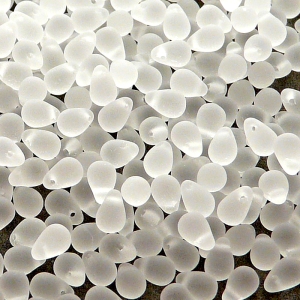 80pcs Czech Pressed Glass Teardrop Beads 4x6mm Crystal Matte