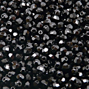 100pcs Czech Fire Polished Faceted Glass Beads Round 4mm Jet