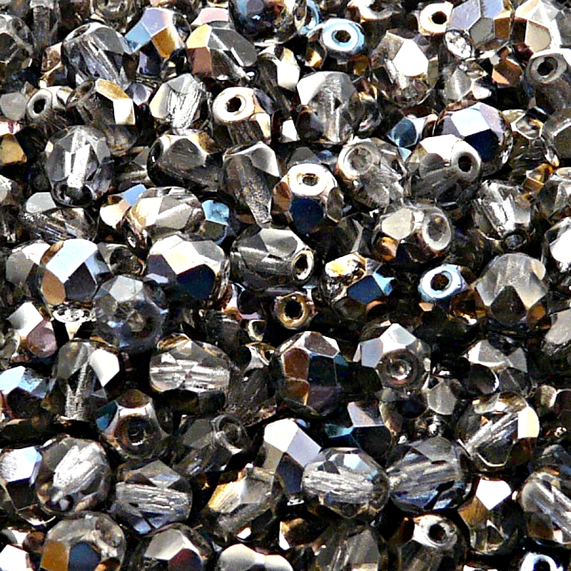 50pcs Czech Fire Polished Faceted Glass Beads Round 6mm Crystal Blue Sky