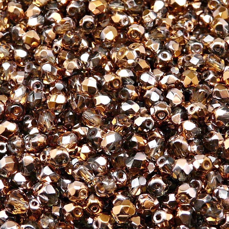 100pcs Czech Fire Polished Faceted Glass Beads Round 4mm Black Diamond Sun Set