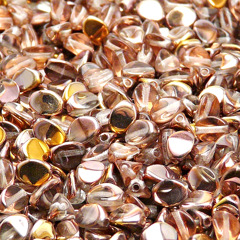 100pcs Czech Pressed Glass Pinch Beads 5mm Crystal Gold Capri