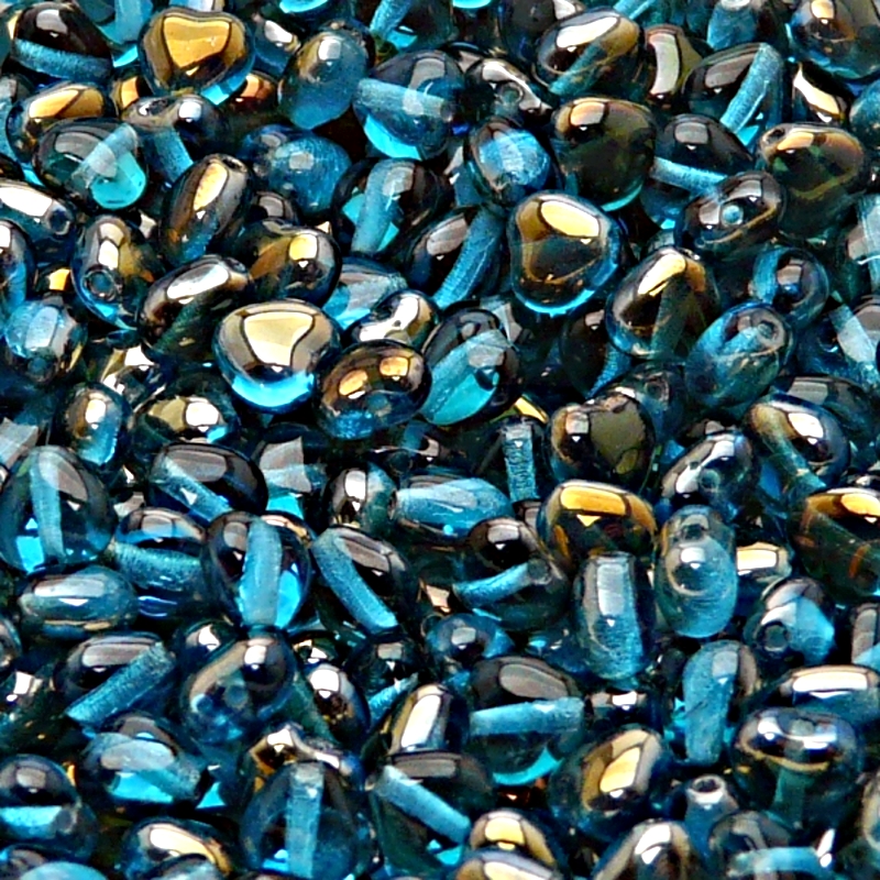50pcs Czech Pressed Glass Heart Beads 6mm Aquamarine Valentinit