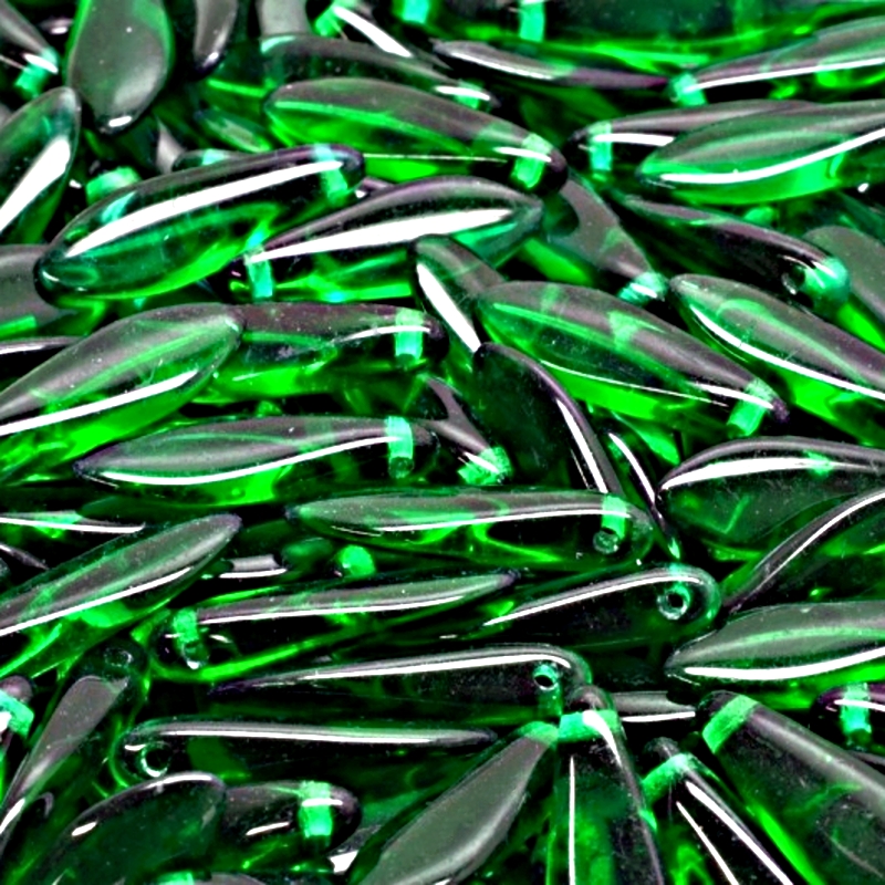 30pcs Czech Pressed Glass Dagger Beads 5x16mm Chrysolite