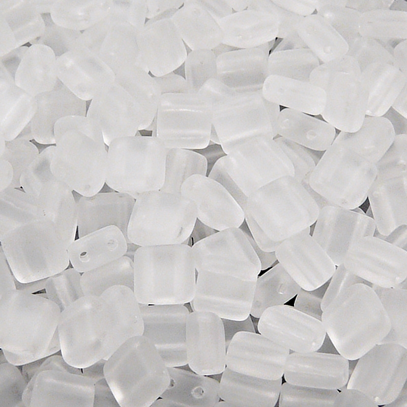 40pcs Czech Two Hole Pressed Glass Tile Beads 6mm Crystal Matte