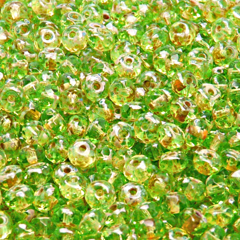 50pcs Czech Fire Polished Faceted Glass Rondelle Beads 5x3mm Light Chrysolite Travertin