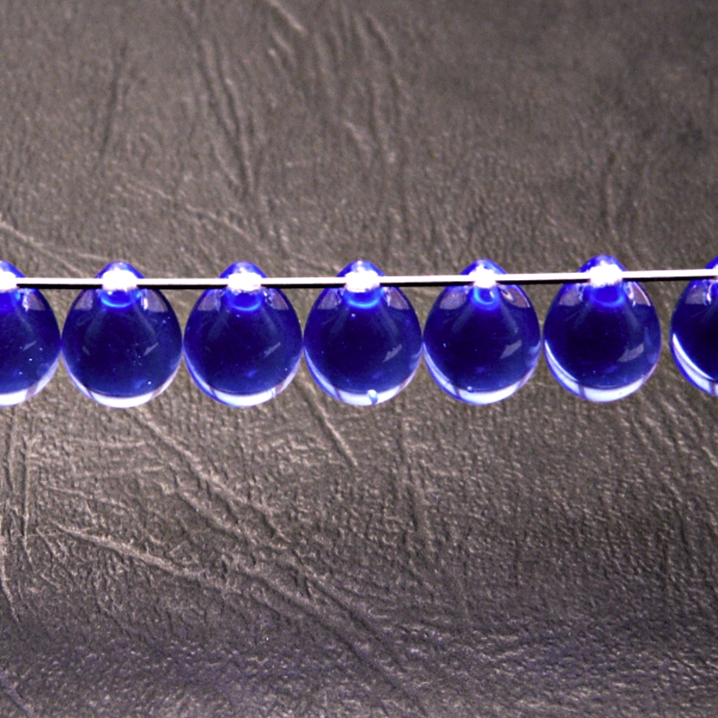 10pcs Czech Pressed Glass Teardrop Beads 10x14mm Cobalt Blue
