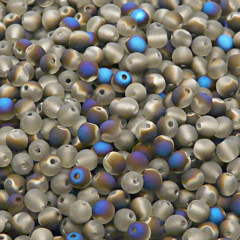 100pcs Czech Pressed Glass Round Beads 4mm Black Diamond Azuro Matte