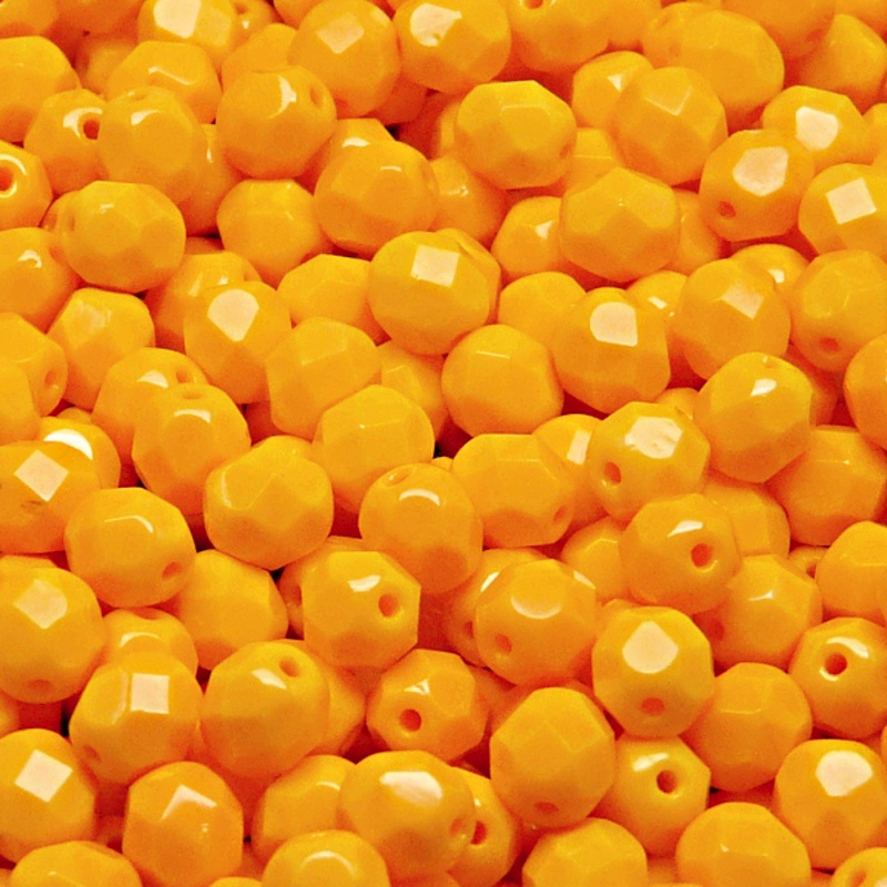 50pcs Czech Fire Polished Faceted Glass Beads Round 6mm Opaque Orange
