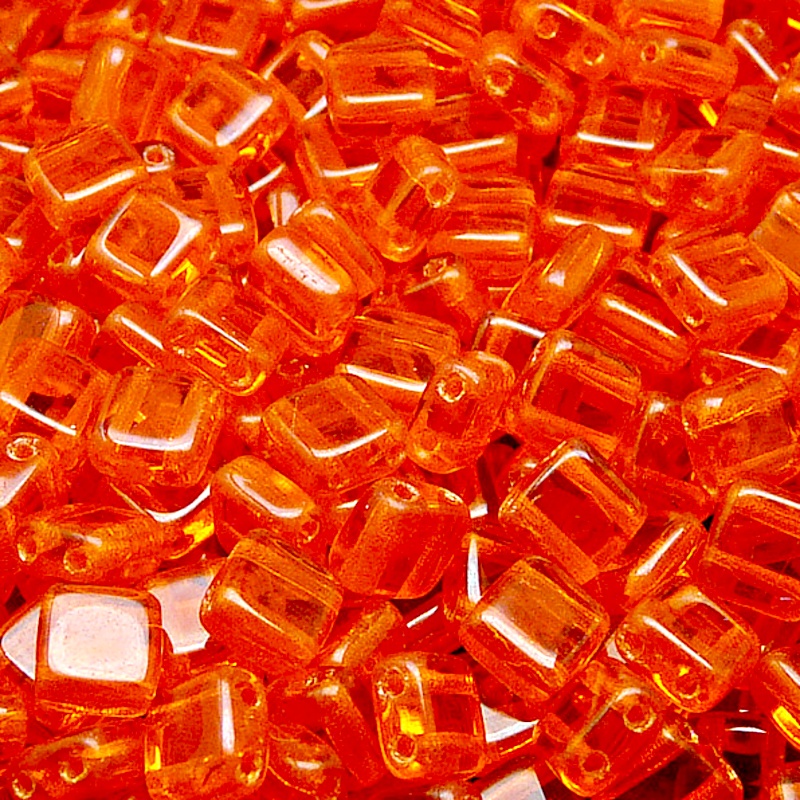 40pcs Czech Two Hole Pressed Glass Tile Beads 6mm Hyacinth