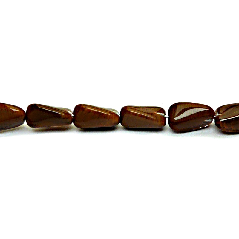 10pcs Czech Pressed Glass Rectangular Beveled Beads 14x9mm Dark Brown Striped Moonlight (16616)