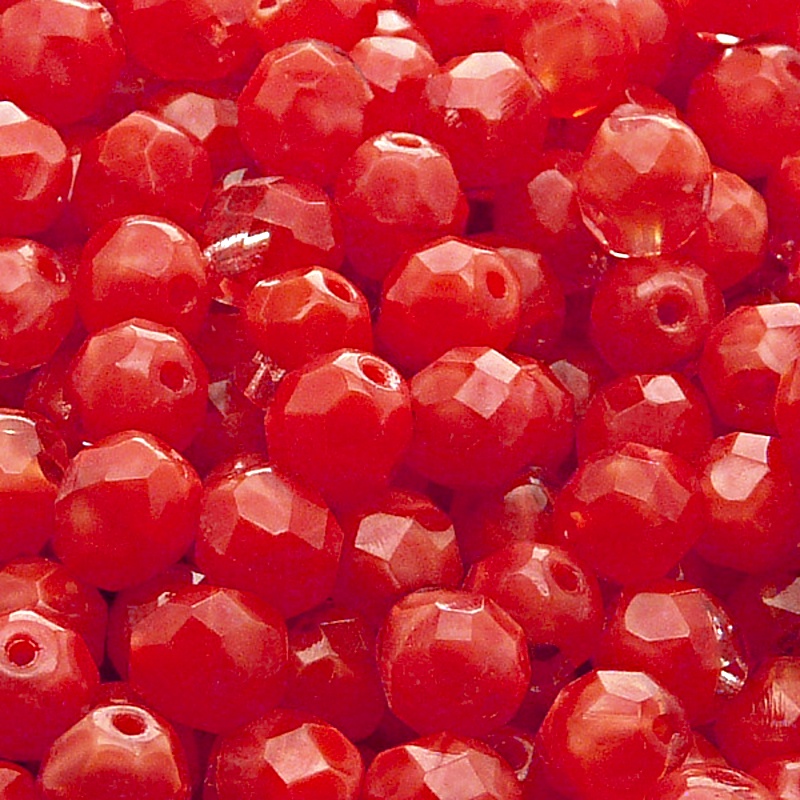 25pcs Czech Fire Polished Faceted Glass Beads Round 8mm Red Striped Moonlight (96020)
