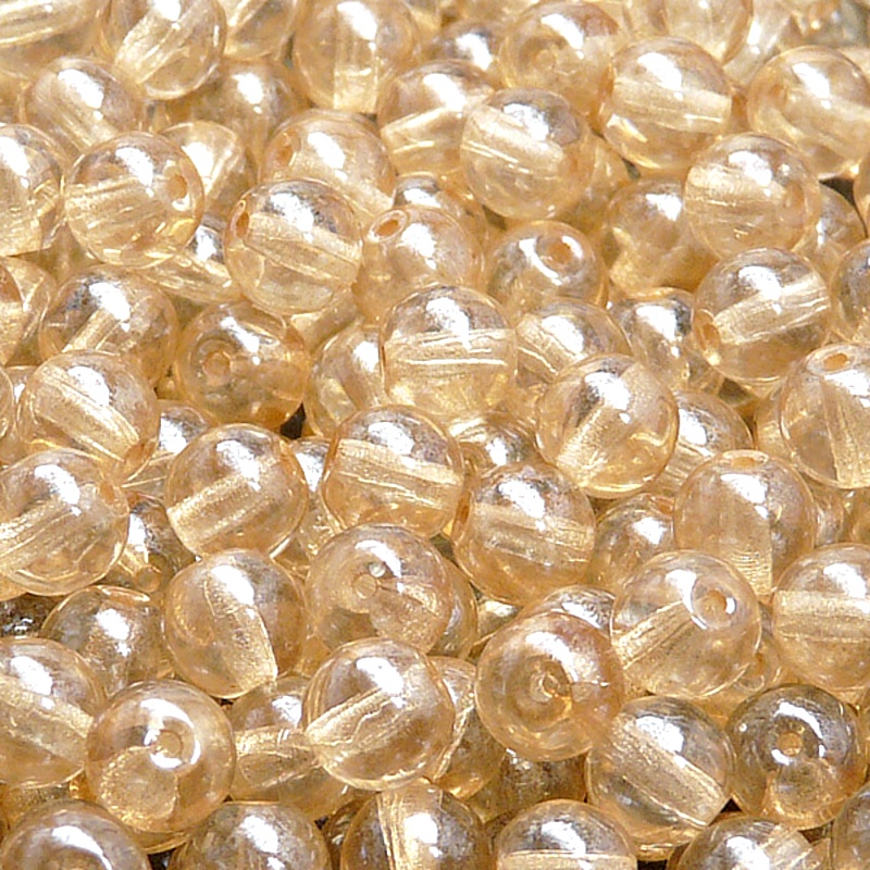 40pcs Czech Pressed Glass Round Beads 7mm Crystal Orange Luster