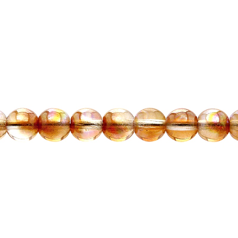 40pcs Czech Pressed Glass Round Beads 7mm Crystal Orange Rainbow