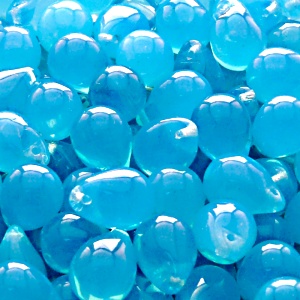 10pcs Czech Pressed Glass Teardrop Beads 10x14mm Aqua Opal