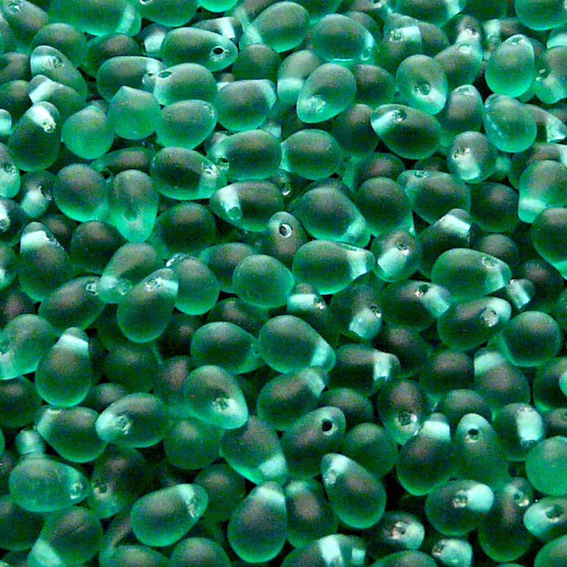 80pcs Czech Pressed Glass Teardrop Beads 4x6mm Emerald Matte