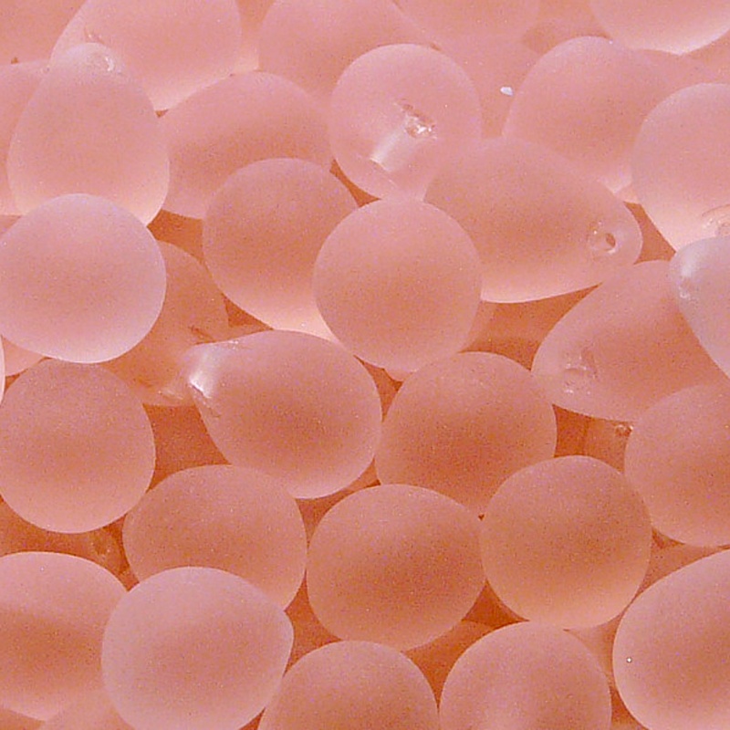 10pcs Czech Pressed Glass Teardrop Beads 10x14mm Rosaline Matte