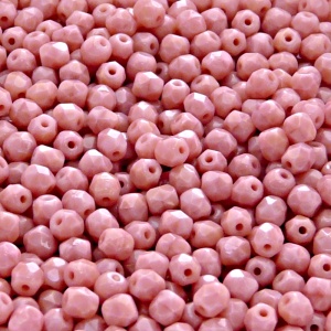 100pcs Czech Fire Polished Faceted Glass Beads Round 4mm Opaque Pink
