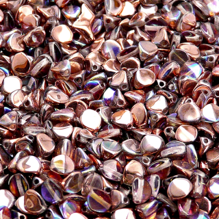 80pcs Czech Pressed Glass Pinch Beads 5mm Crystal Copper Rainbow
